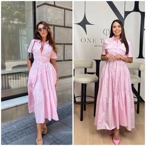 ZARA WOMAN SS24 MIDI BELTED POPLIN SHIRT DRESS LIGHT PINK S L XXL 2183/059